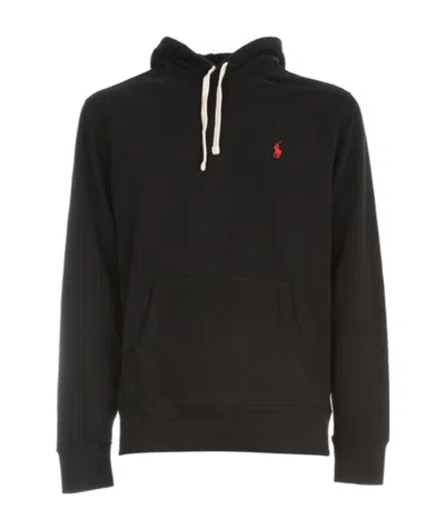 Polo Ralph Lauren Logo Embroidery Hooded Hooded Hoodie In Black