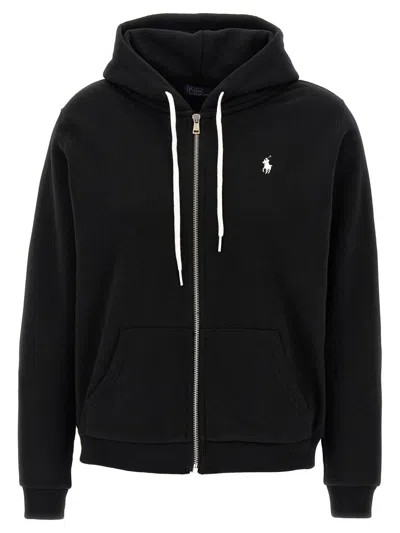 Polo Ralph Lauren Logo Embroidery Hoodie In Black