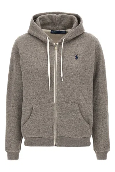 Polo Ralph Lauren Logo Embroidery Hoodie In Brown