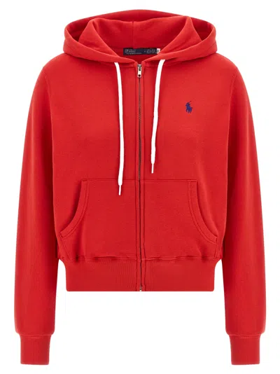 Polo Ralph Lauren Logo Embroidery Hoodie In Red
