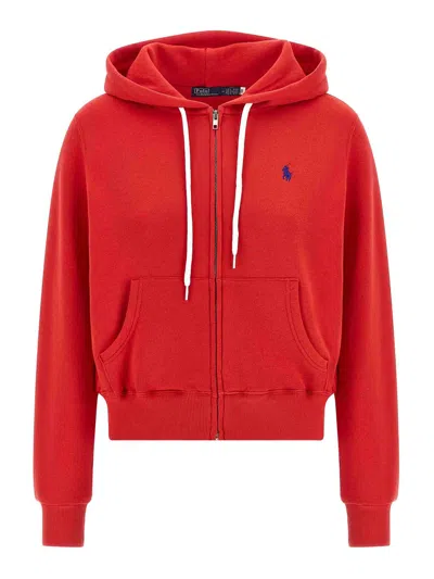 Polo Ralph Lauren Logo Embroidery Hoodie In Red