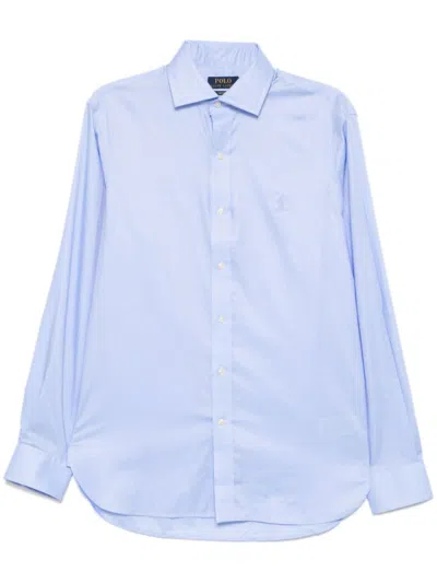 Polo Ralph Lauren Logo Embroidery Long-sleeves Shirt In Blue