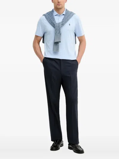 Polo Ralph Lauren Logo-embroidery Patterned Polo Shirt In Blue