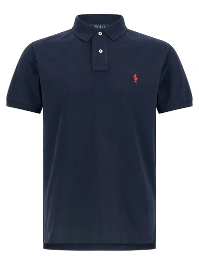 Polo Ralph Lauren Logo Embroidery Polo Shirt In Blue