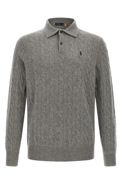 Polo Ralph Lauren Logo Embroidery Polo Shirt In Gray