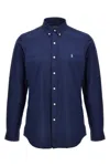 Polo Ralph Lauren Blue Shirt With Button-down Collar And Pony Embroidery On The Front