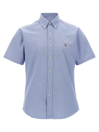 Polo Ralph Lauren Logo Embroidered Short Sleeve Shirt In Blue