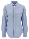 Polo Ralph Lauren Light Blue Shirt With Classic Collar And Pony Embroidery On The Front In Cotton Woman