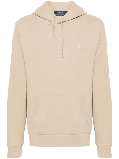 Polo Ralph Lauren Polo Pony Cotton Hoodie In Beige