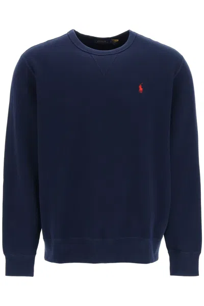 Polo Ralph Lauren Logo Embroidered Crewneck Sweatshirt In Blue