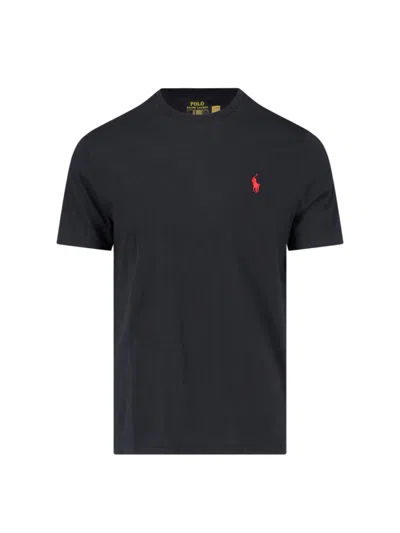 Polo Ralph Lauren Logo Embroidery T-shirt In Black