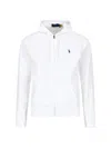 Polo Ralph Lauren Hooded Terry Sweatshirt With Zipper Closure In White