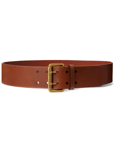 Polo Ralph Lauren Logo-engraved Leather Belt In Brown