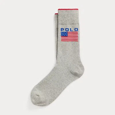 Polo Ralph Lauren Logo Flag Crew Socks In Gray