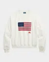 Polo Ralph Lauren Logo Flag French Terry Crewneck Sweatshirt In Nevis