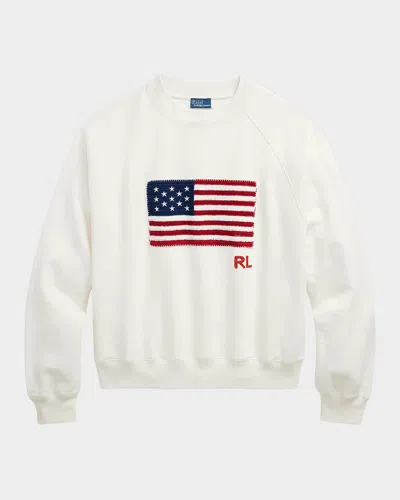 POLO RALPH LAUREN LOGO FLAG FRENCH TERRY CREWNECK