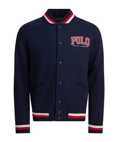POLO RALPH LAUREN LOGO-DETAIL FLEECE BASEBALL JACKET