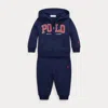 Polo Ralph Lauren Logo Fleece Full-zip Hoodie & Pant Set In Refined Navy/wine