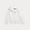 Polo Ralph Lauren Logo Fleece Full-zip Hoodie In Paper White/navy