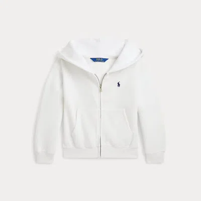 Polo Ralph Lauren Kids' Logo Fleece Full-zip Hoodie In Paper White/navy