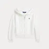 Polo Ralph Lauren Kids' Logo Fleece Full-zip Hoodie In Paper White/navy