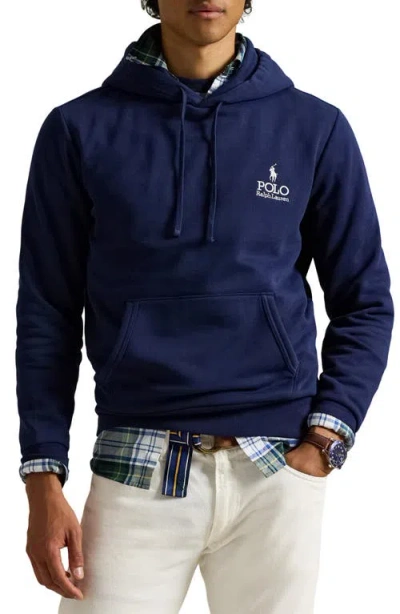 Polo Ralph Lauren Logo Fleece Hoodie In Blue