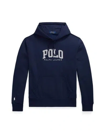 Polo Ralph Lauren Logo Fleece Hoodie Man Sweatshirt Navy Blue Size L Cotton, Polyester