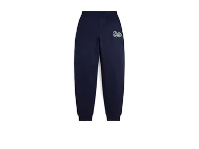 Polo Ralph Lauren Logo Fleece Jogger Pants (big Kid) Boy's Clothing Refined Navy : Sm (8 Big Kid), Cotton/elastane/pol In Blue