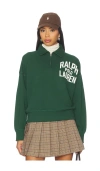 Polo Ralph Lauren Logo Fleece Quarter Zip In Green