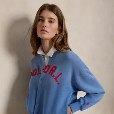 Polo Ralph Lauren Logo Fleece Snapped Cardigan In Nimes Blue