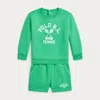Polo Ralph Lauren Logo Fleece Sweatshirt & Short Set In Plato Green