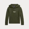 Polo Ralph Lauren Logo French Terry Hoodie In Armadillo/white