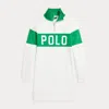 Polo Ralph Lauren Logo French Terry Quarter-zip Dress In Paper White