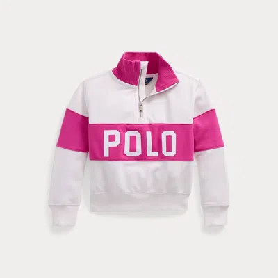 Polo Ralph Lauren Kids' Logo French Terry Quarter-zip Pullover In Belmont Pink