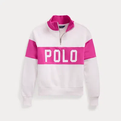 POLO RALPH LAUREN LOGO FRENCH TERRY QUARTER-ZIP PULLOVER