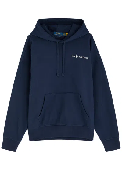 Polo Ralph Lauren Logo Hooded Cotton-blend Sweatshirt In Navy