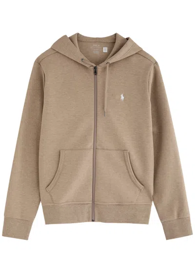 Polo Ralph Lauren Logo Hooded Jersey Sweatshirt In Beige