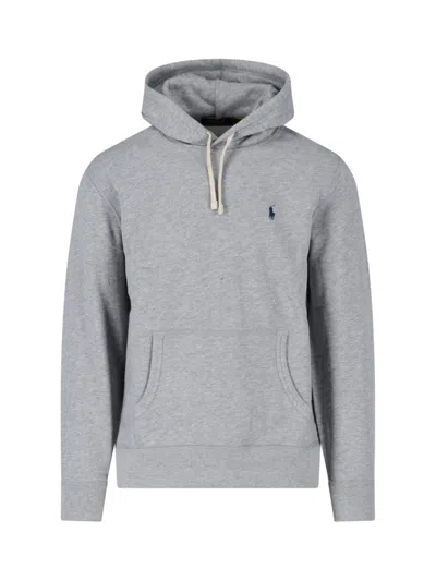 POLO RALPH LAUREN LOGO HOODIE - GREY