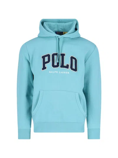 POLO RALPH LAUREN LOGO HOODIE - LIGHT BLUE