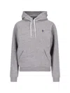 Polo Ralph Lauren Grey Hoodie With Drawstring Hood And Pony Embroidery On The Front