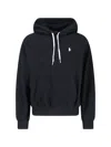 Polo Ralph Lauren Black Hoodie With Drawstring Hood And Pony Embroidery On The Front In Blue