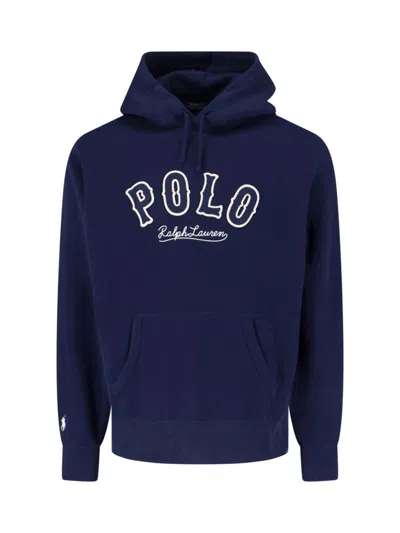 Polo Ralph Lauren Logo Hoodie In Blue