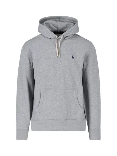 Polo Ralph Lauren Logo Hoodie In Gray