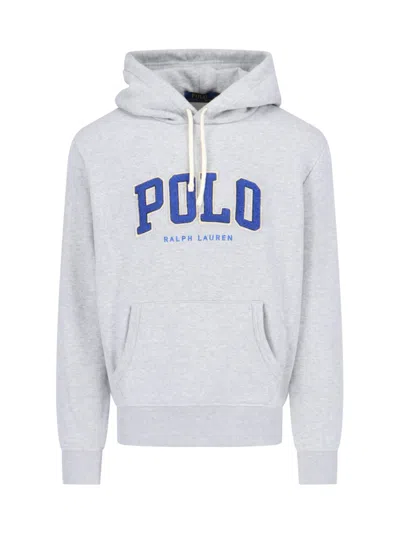 Polo Ralph Lauren Logo Hoodie In Gray