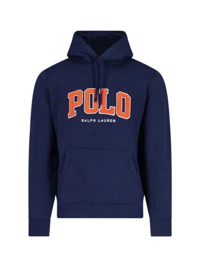 Polo Ralph Lauren Blue Cotton And Polyester Hoodie With Embroidered Logo