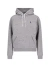 Polo Ralph Lauren Grey Hoodie With Drawstring Hood And Pony Embroidery On The Front