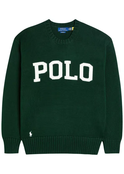 Polo Ralph Lauren Logo-intarsia Cotton Jumper In Green