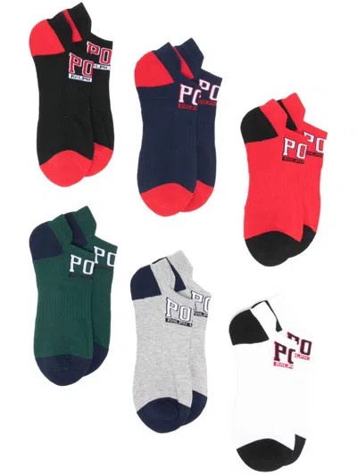 Polo Ralph Lauren Logo-intarsia (pack Of Six) In Red