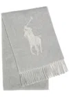 Polo Ralph Lauren Logo-intarsia Wool Scarf In Gray