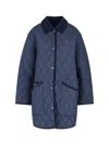 Polo Ralph Lauren Corduroy Collar Quilted Front Pockets Jacket In Blue
